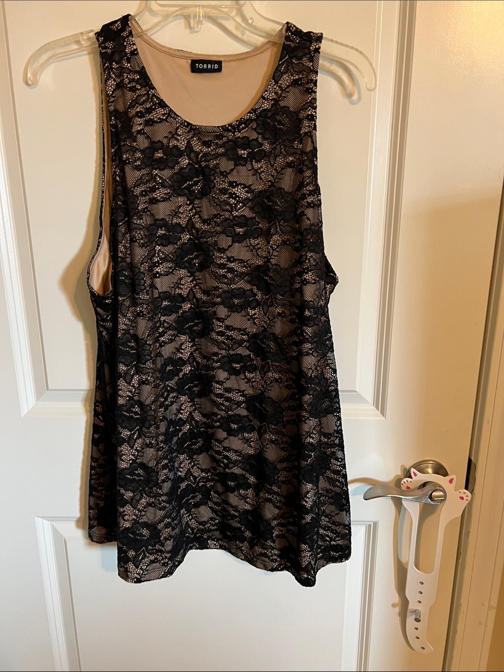 torrid Black Lace Overlay on Nude Tank Top